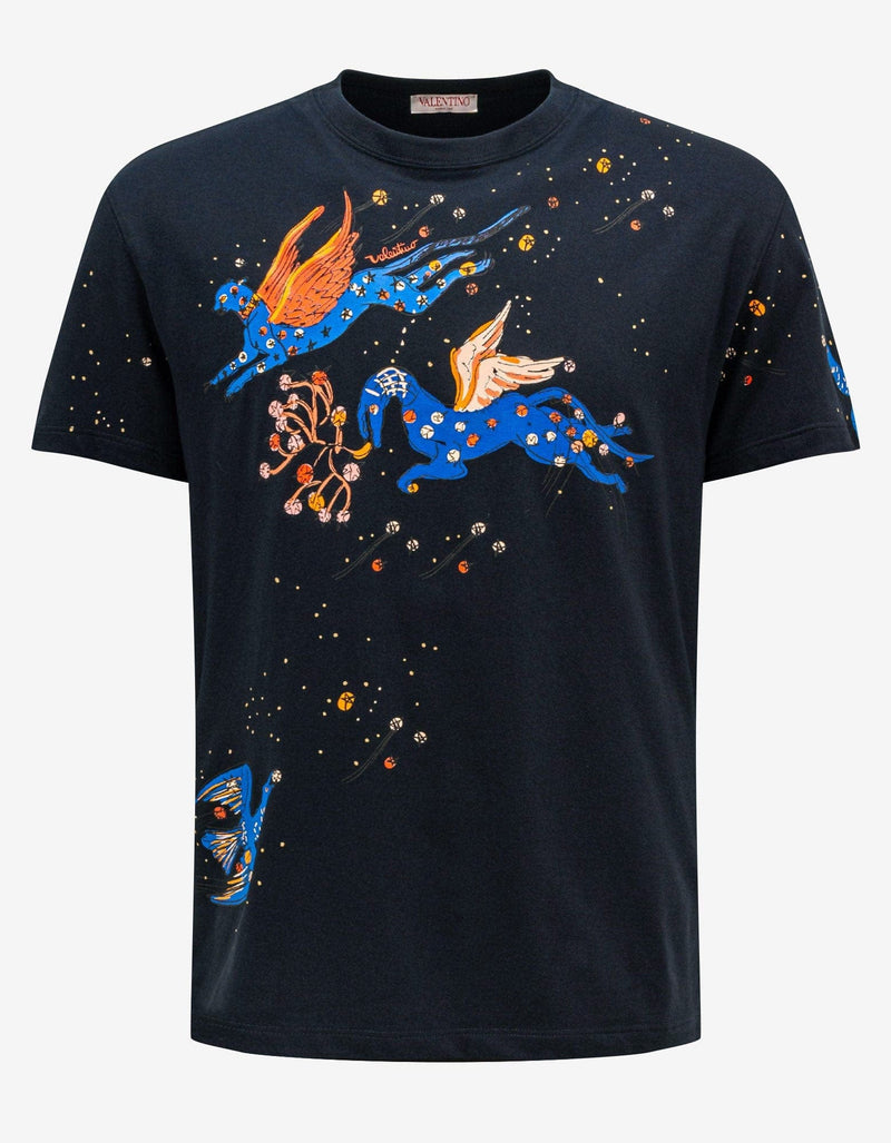 Valentino Garavani Valentino Garavani Navy Blue Utopia World Print T-Shirt