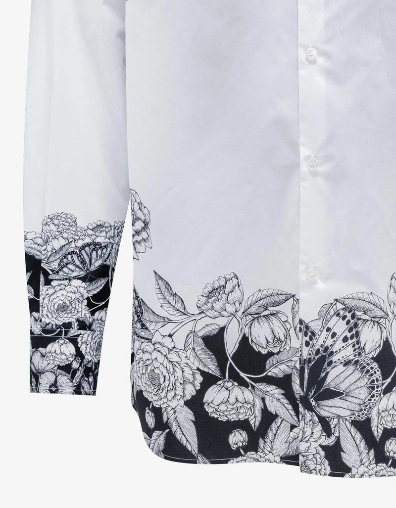 Valentino Garavani Valentino Garavani White Dark Blooming Print Oversized Shirt