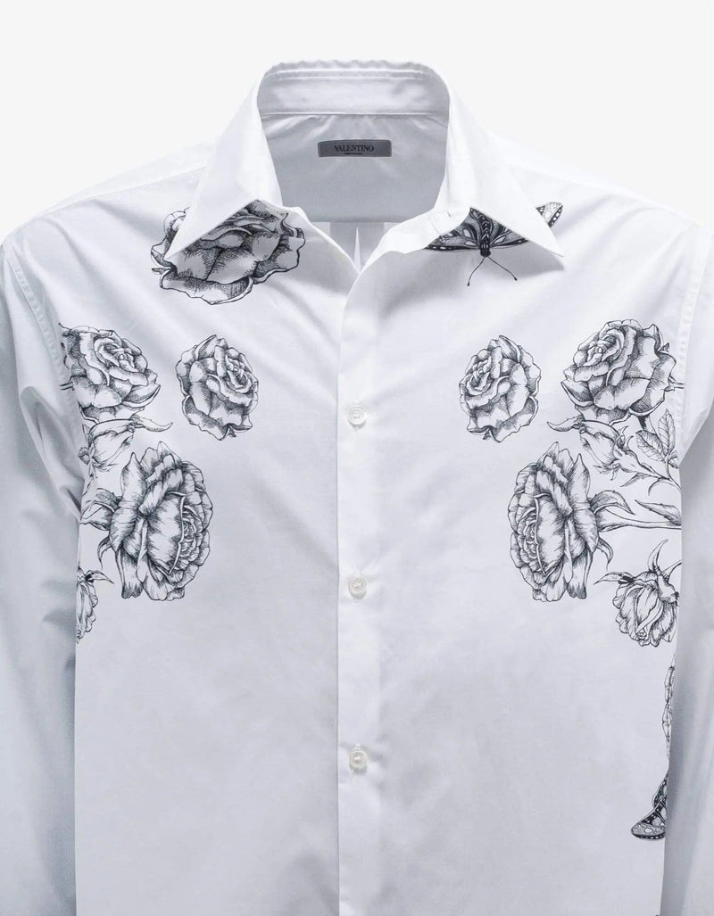 Valentino Garavani Valentino Garavani White Dark Blooming Print Oversized Shirt