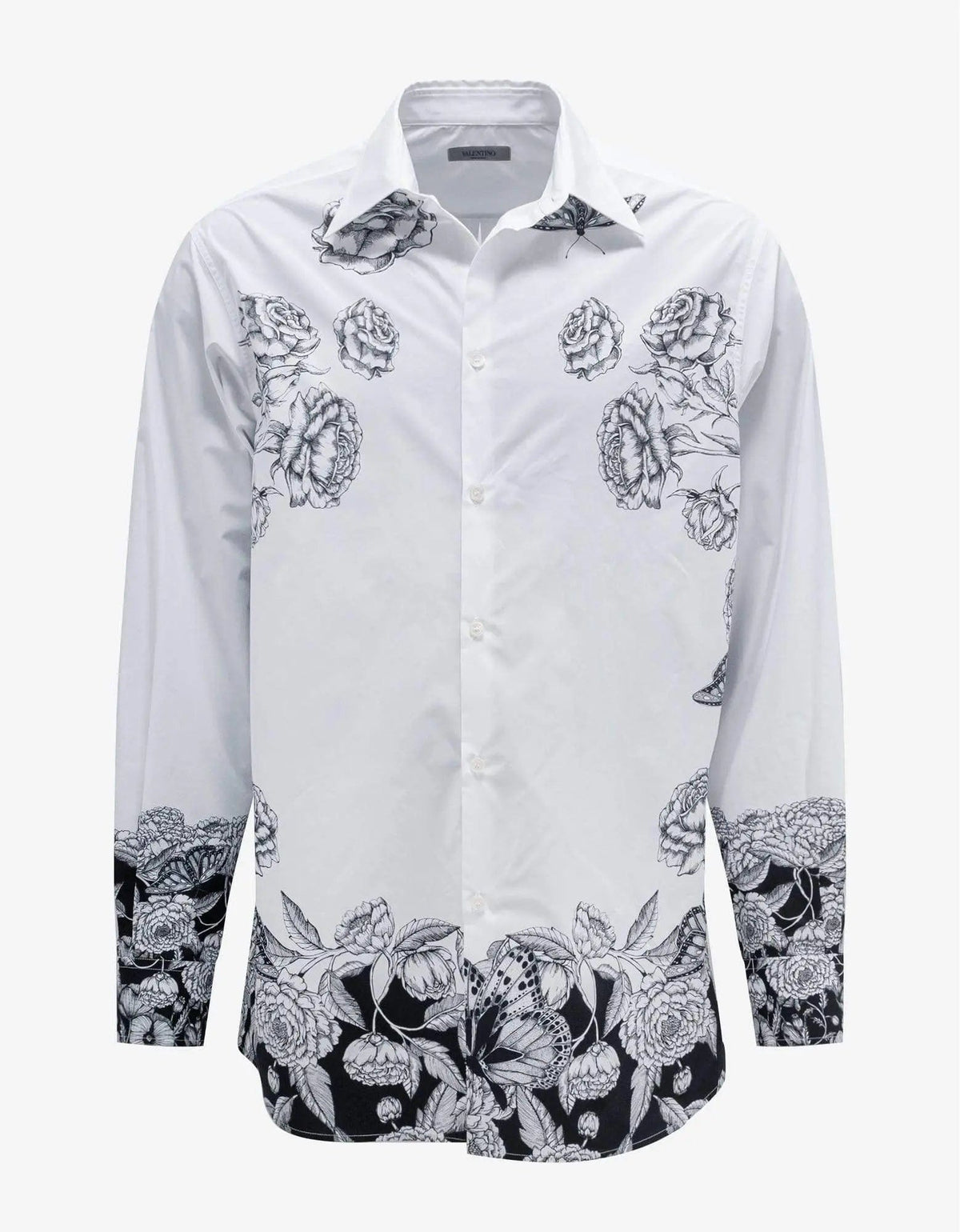 Valentino Garavani Valentino Garavani White Dark Blooming Print Oversized Shirt