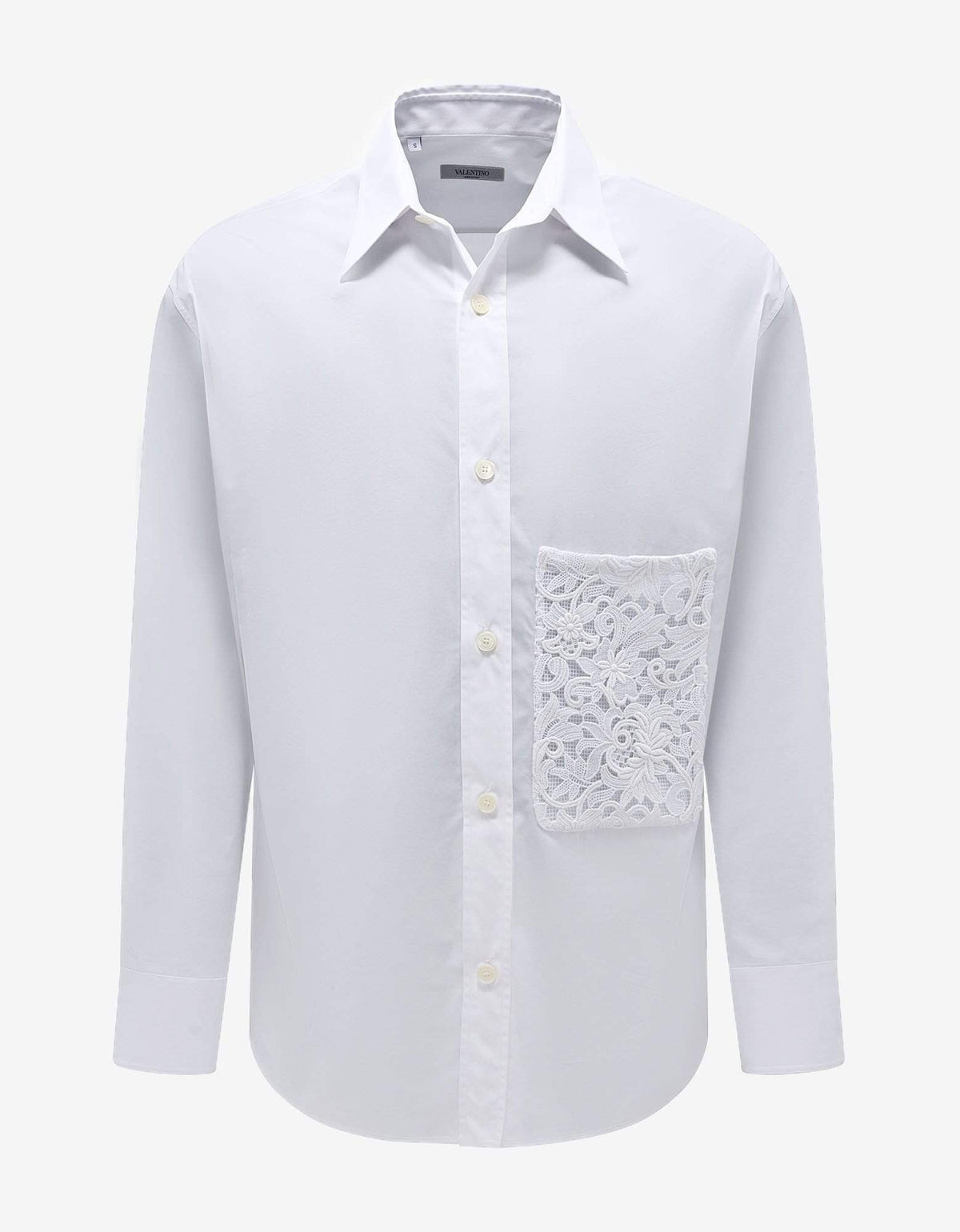 Valentino Garavani Valentino Garavani White Oversized Shirt with Macramé Pocket