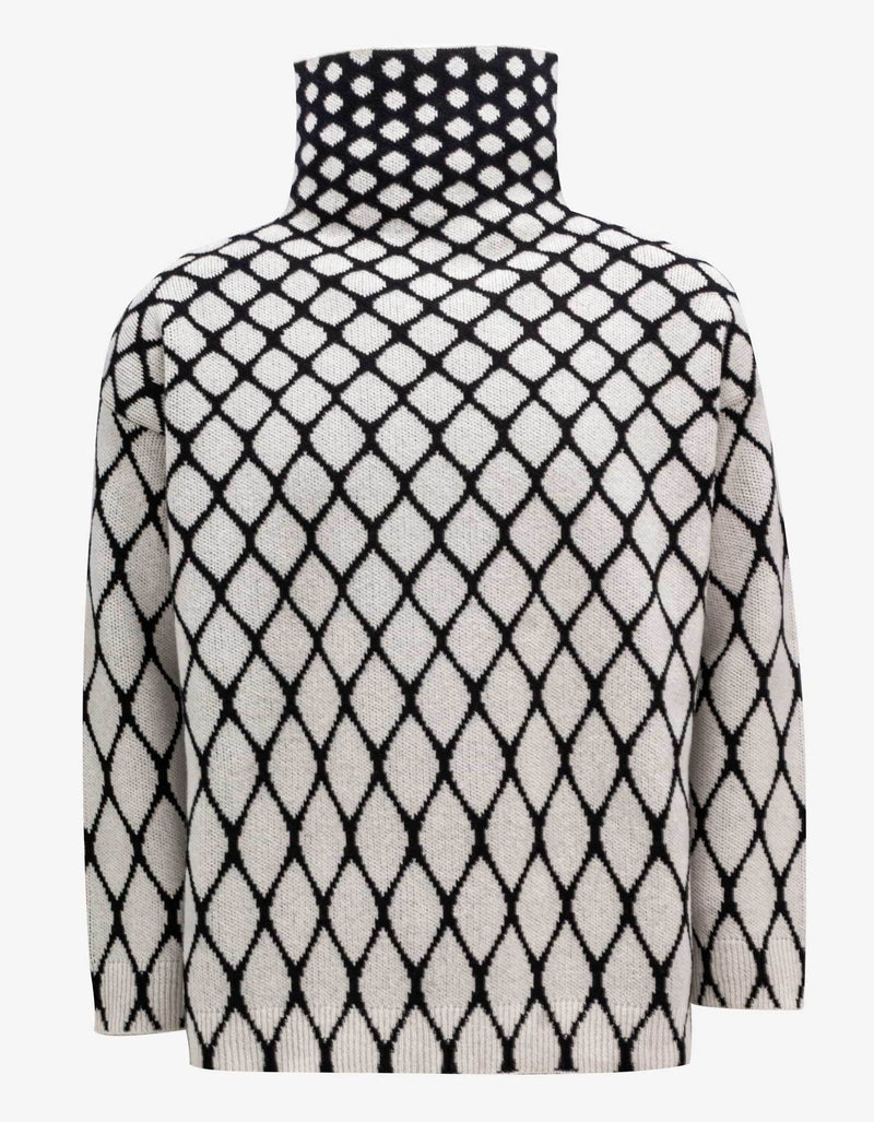 Valentino Garavani Valentino Garavani Wool & Jacquard Mesh Roll Neck Sweater