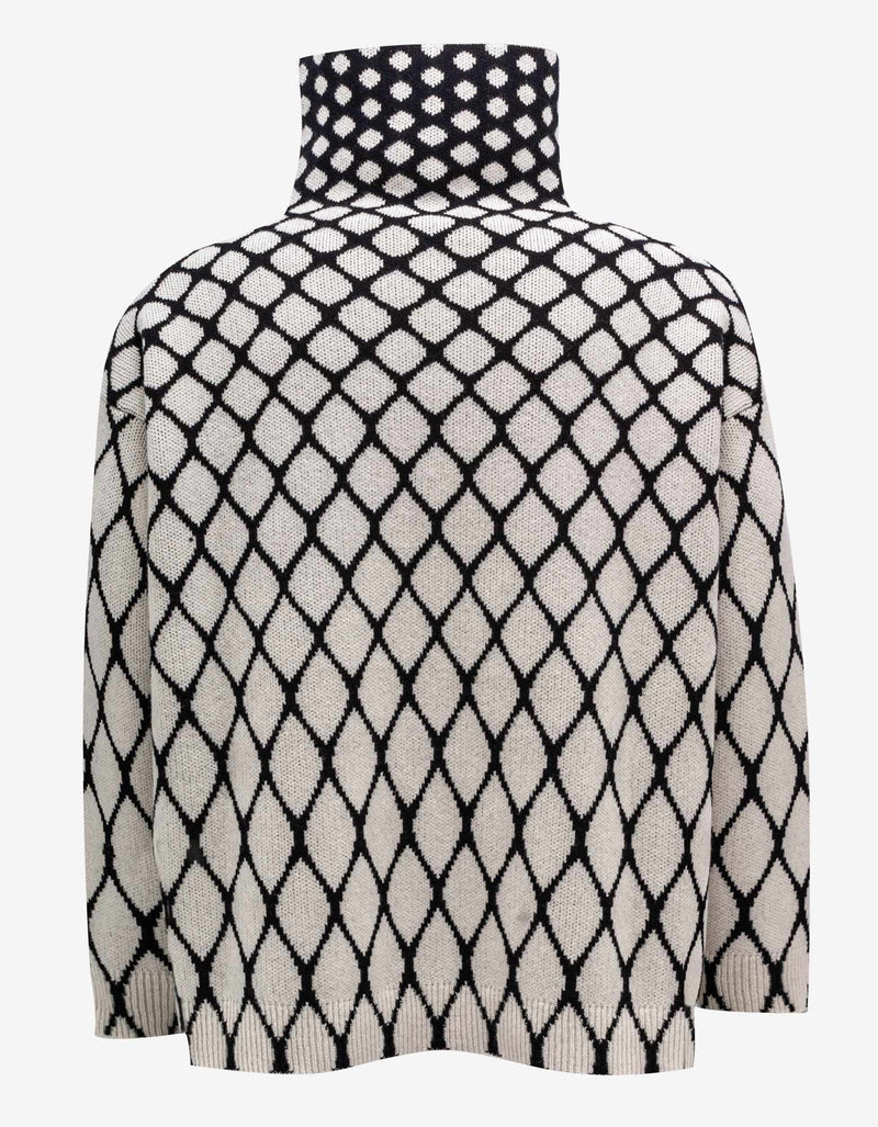 Valentino Garavani Valentino Garavani Wool & Jacquard Mesh Roll Neck Sweater