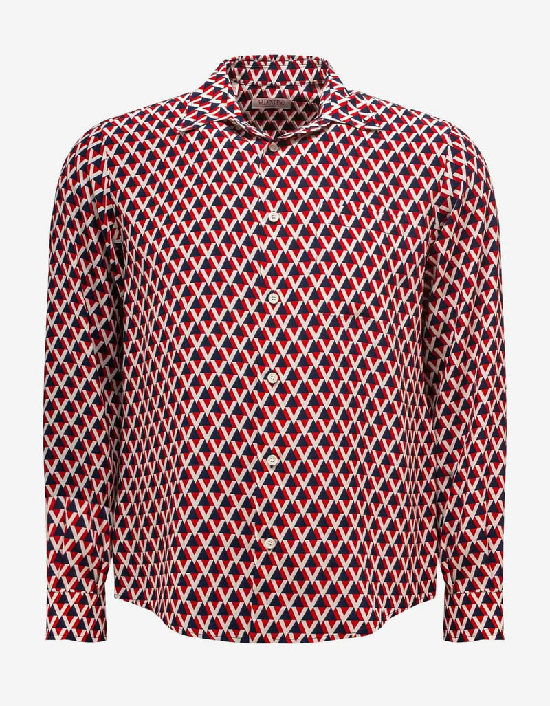 Valentino Garavani Veehive Print Silk Shirt