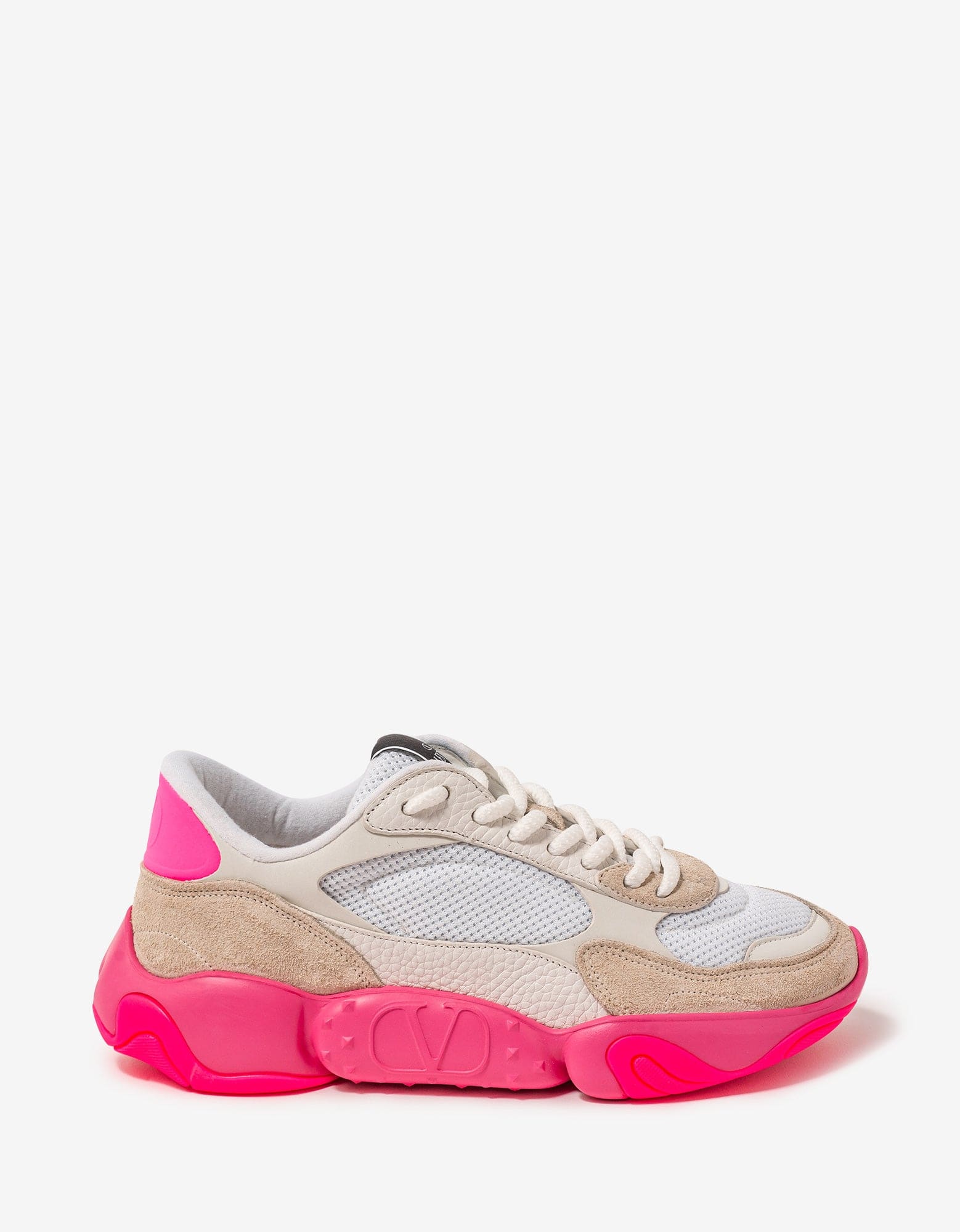 Valentino Garavani White Bubbleback Mesh and Suede Trainers – Zoo Fashions