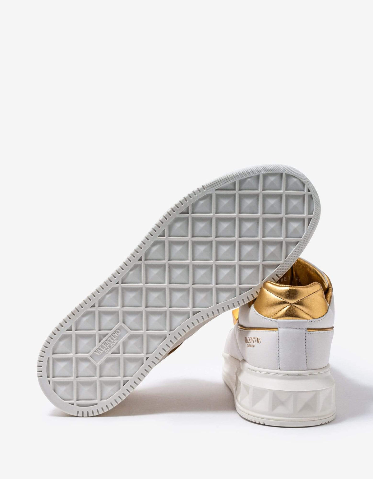 Valentino Garavani White & Gold One Stud Trainers