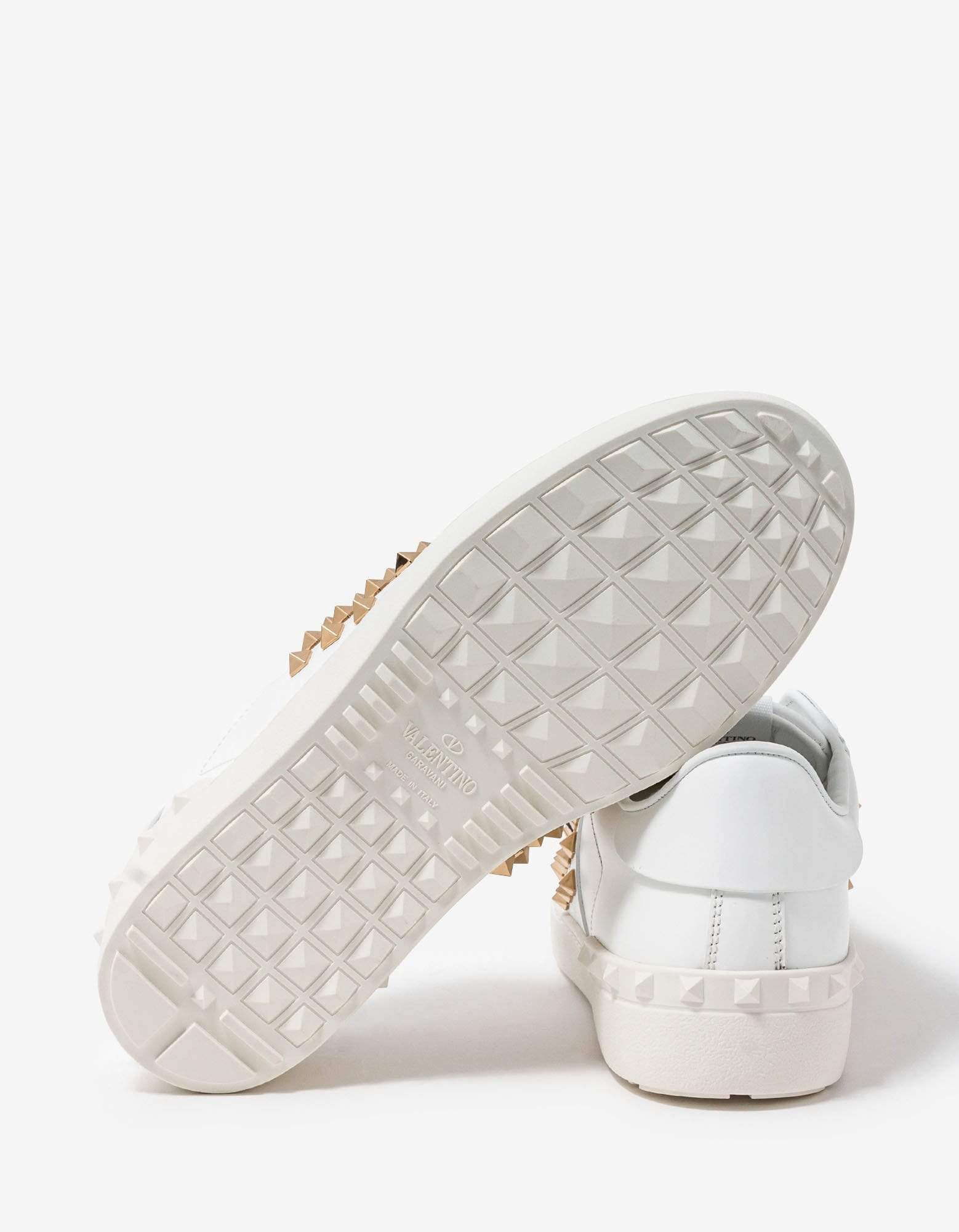 Valentino Garavani White Gold Rockstud Untitled Trainers Zoo Fashions