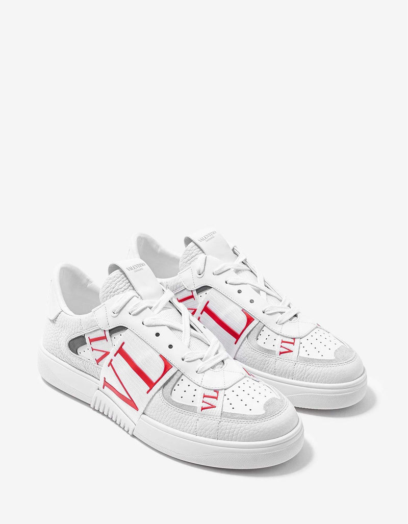 Valentino Garavani White & Red VL7N Trainers with Bands