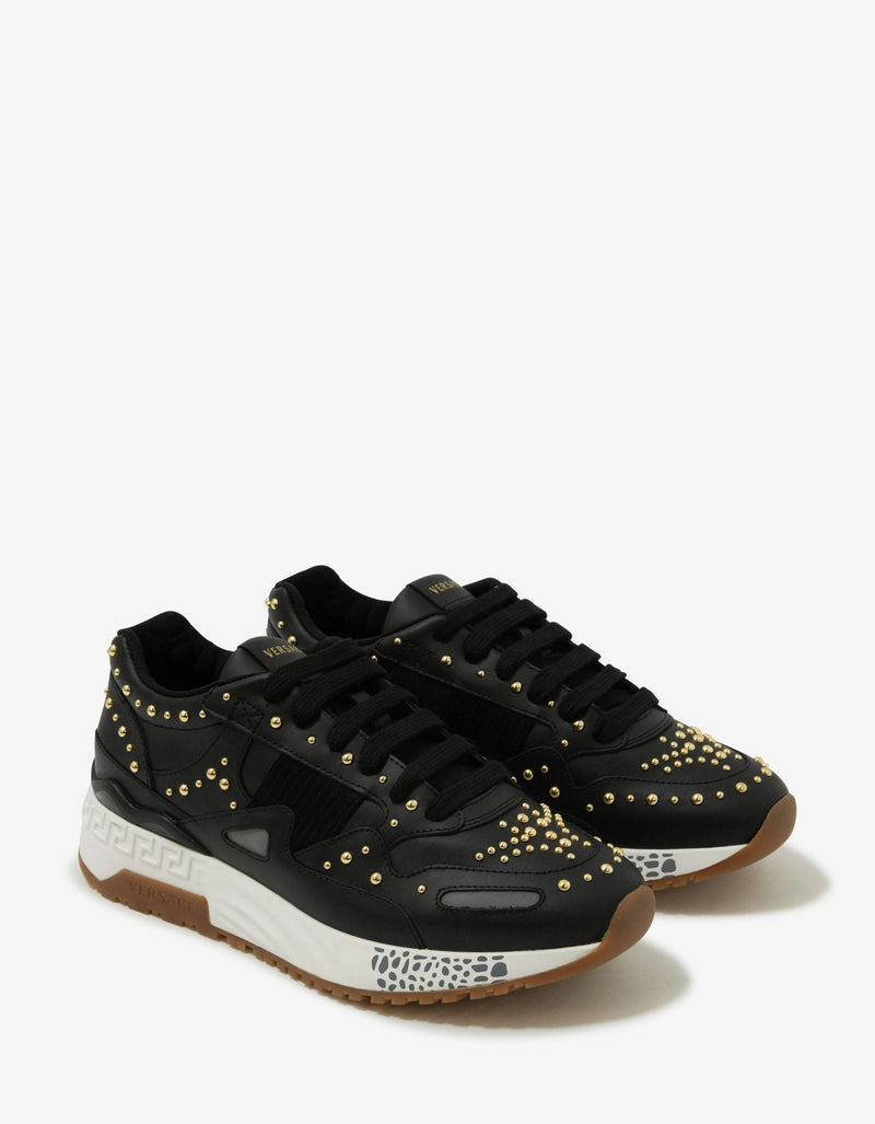 Versace Achilles Black Studded Trainers