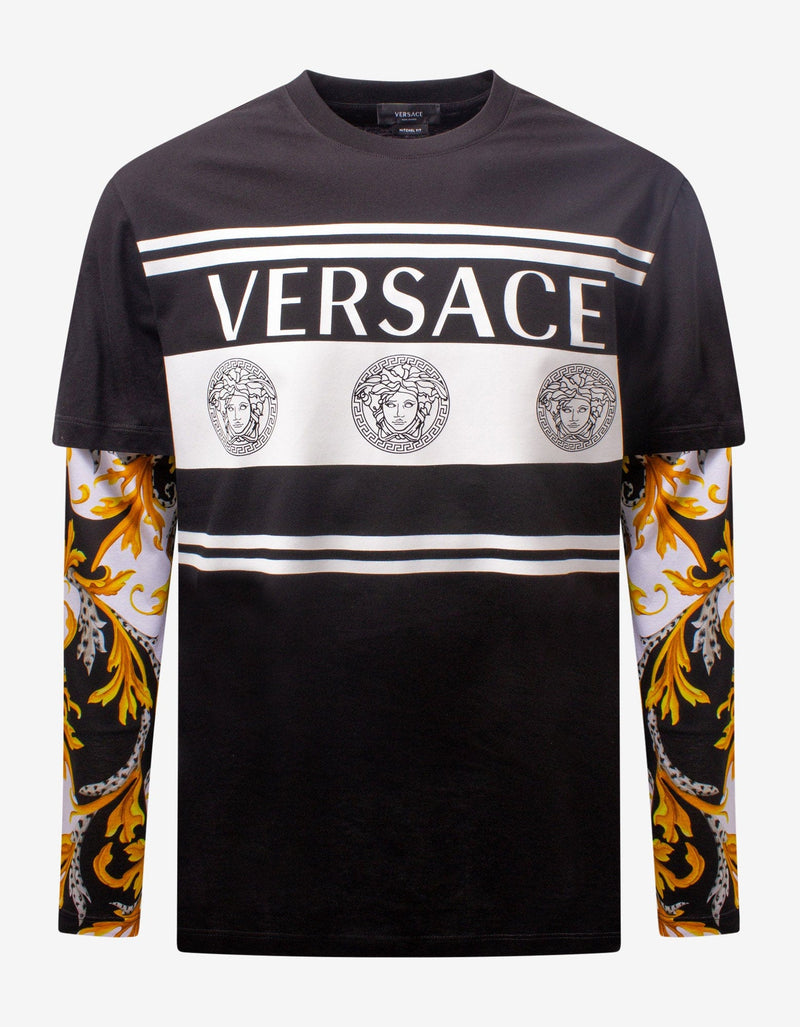 Versace Black Contrast Long Sleeve T-Shirt