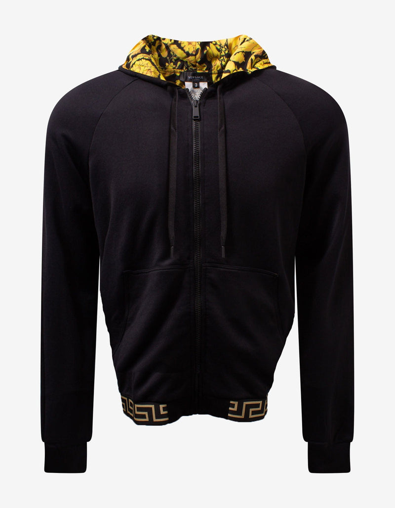 Versace Black Greca Trim Hoodie