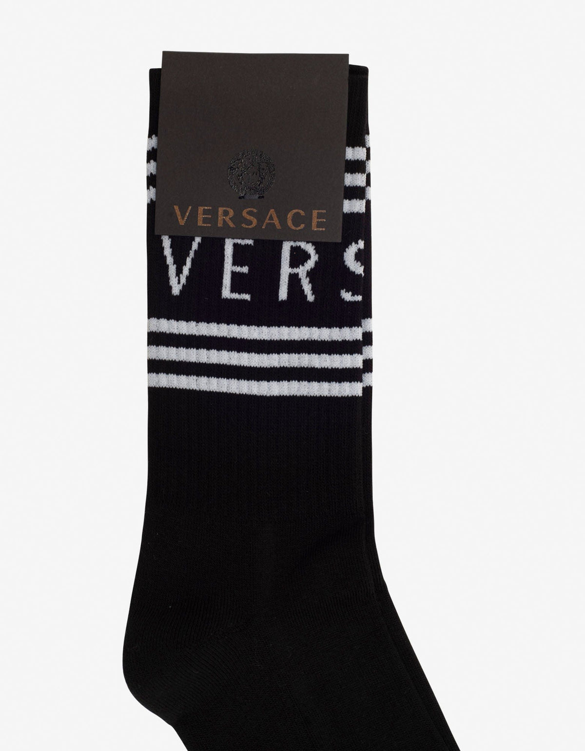 Versace Black Jacquard Logo Socks