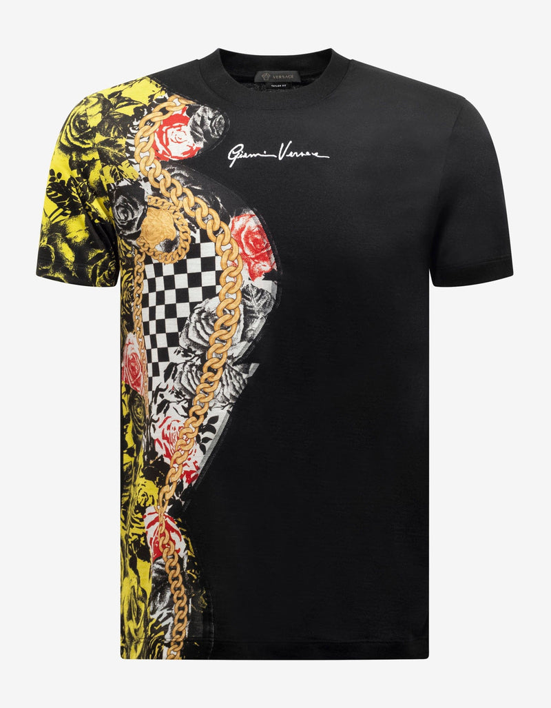 Versace Black Multi-Graphic Insert T-Shirt