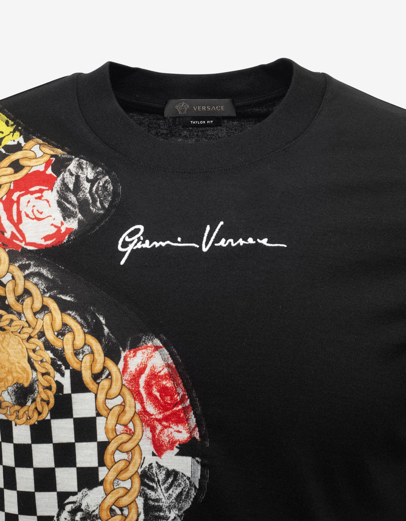 Versace Black Multi-Graphic Insert T-Shirt