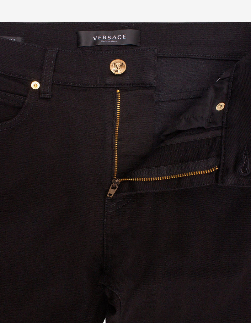 Versace Black Via Gesu Plaque Jeans