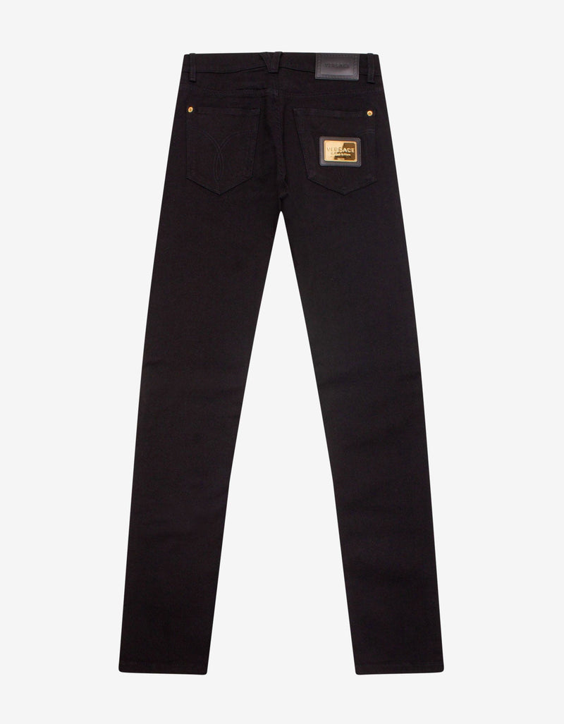 Versace Black Via Gesu Plaque Jeans