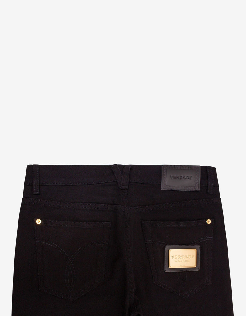 Versace Black Via Gesu Plaque Jeans