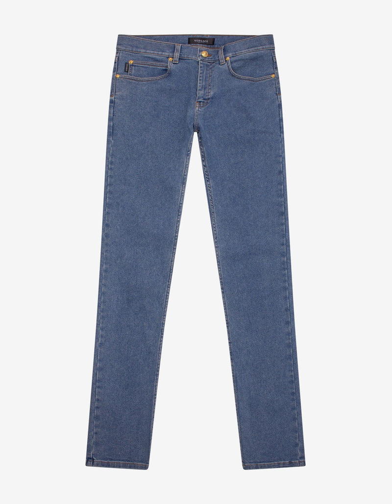 Versace Blue Stretch-Denim Slim Jeans