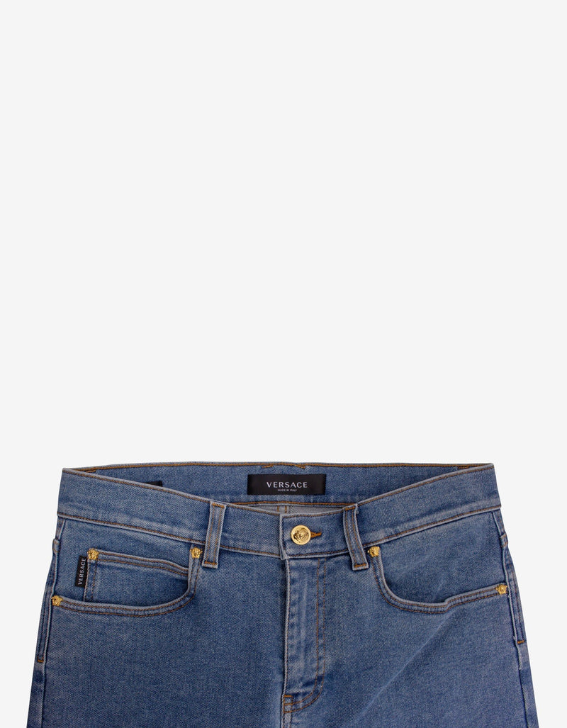 Versace Blue Stretch-Denim Slim Jeans