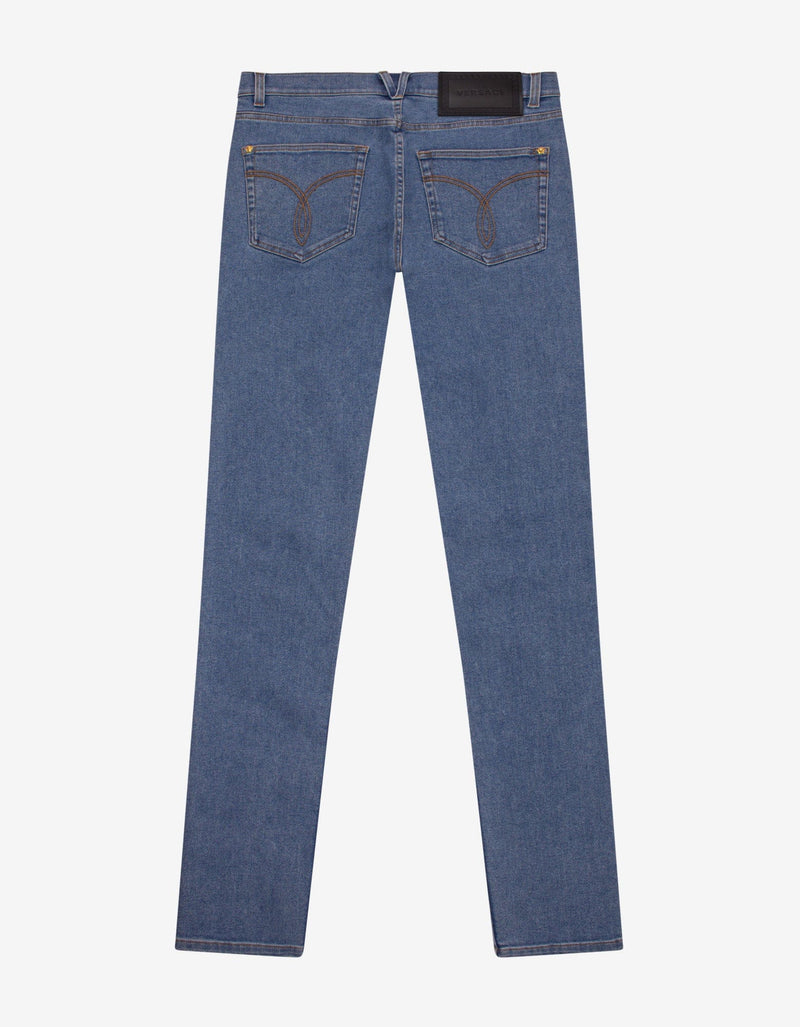 Versace Blue Stretch-Denim Slim Jeans