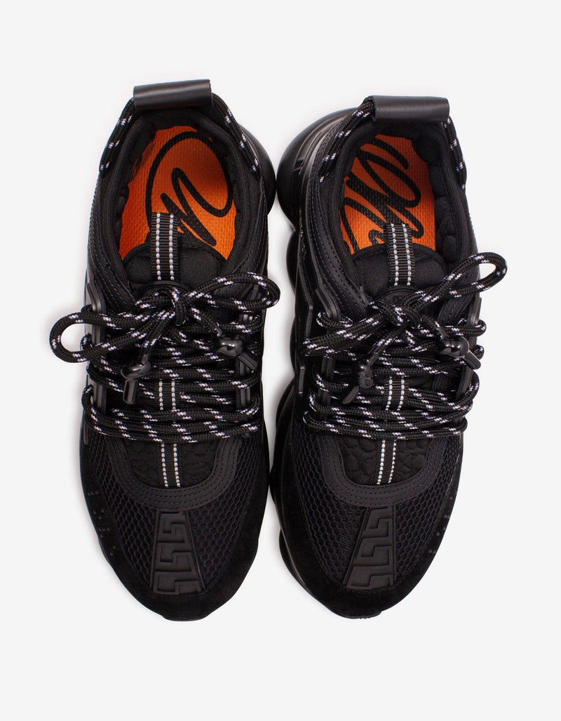 Versace Chain Reaction Black Mesh Panelled Trainers