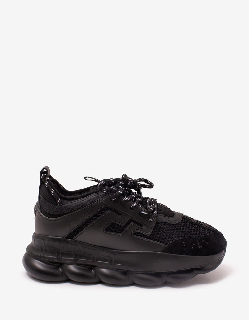 Versace Chain Reaction Black Mesh Panelled Trainers