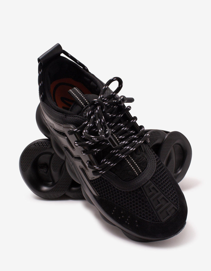 Versace Chain Reaction Black Mesh Panelled Trainers