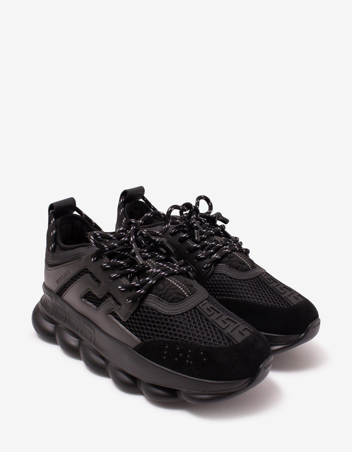 Versace Chain Reaction Black Mesh Panelled Trainers