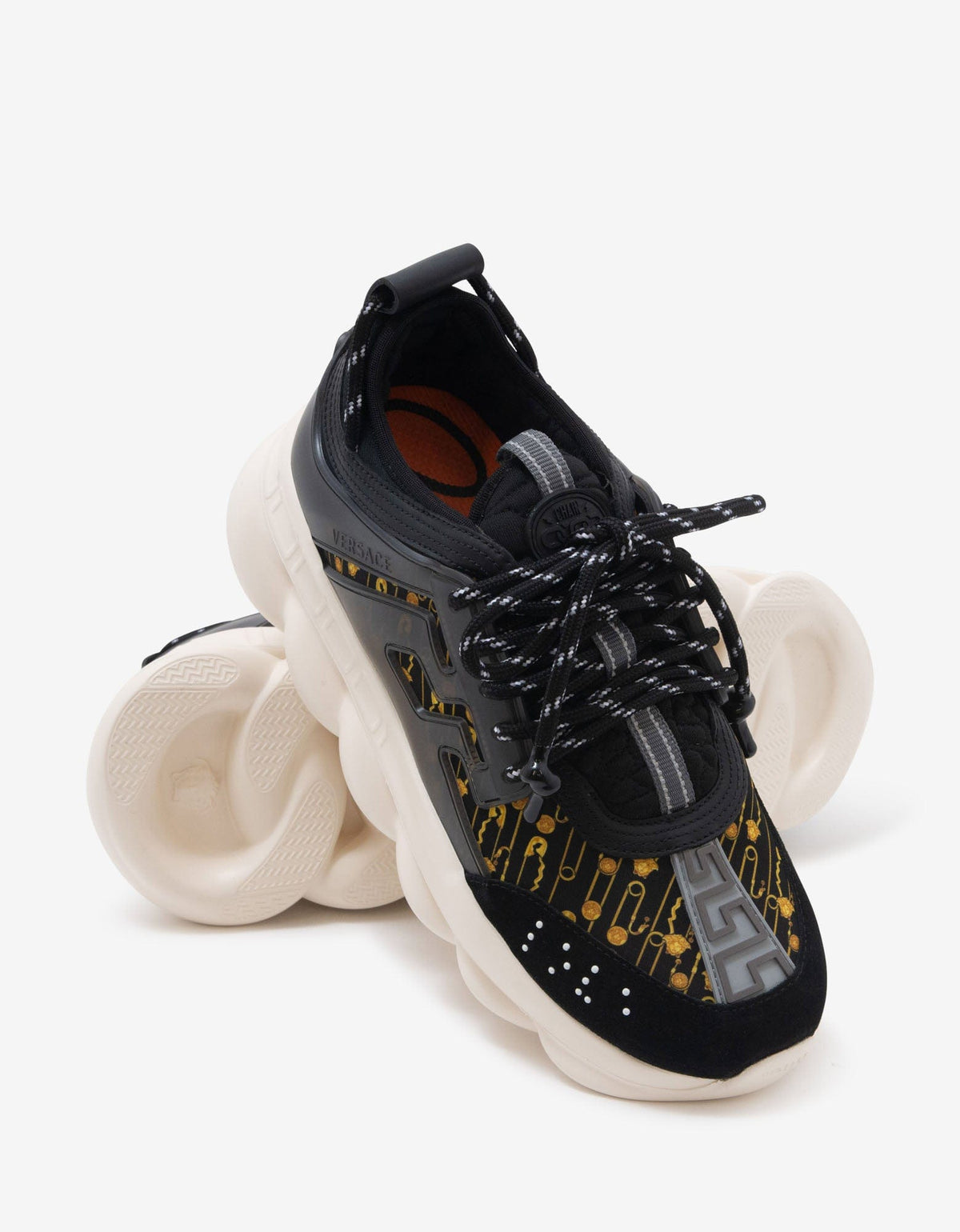 Versace Chain Reaction Safety Pin Print Trainers