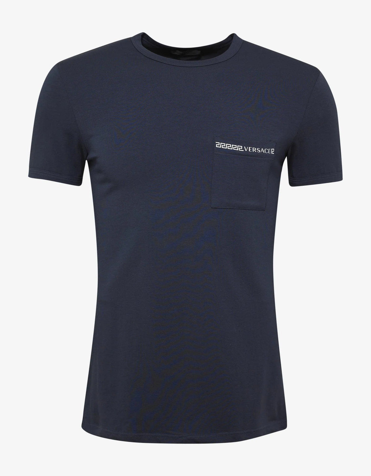 Versace Gym Navy Blue Greca Trim Stretch Cotton T-Shirt