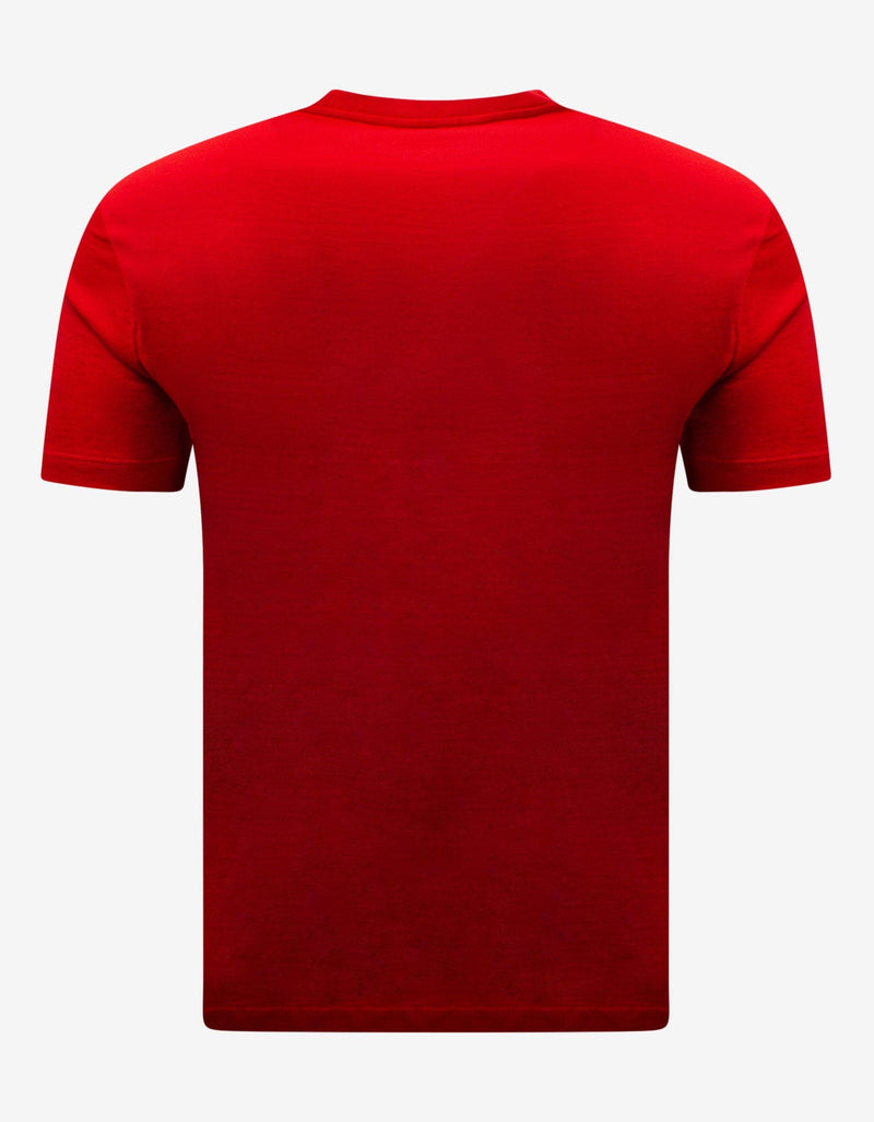 Versace Red Via Gesu Plaque Print T-Shirt