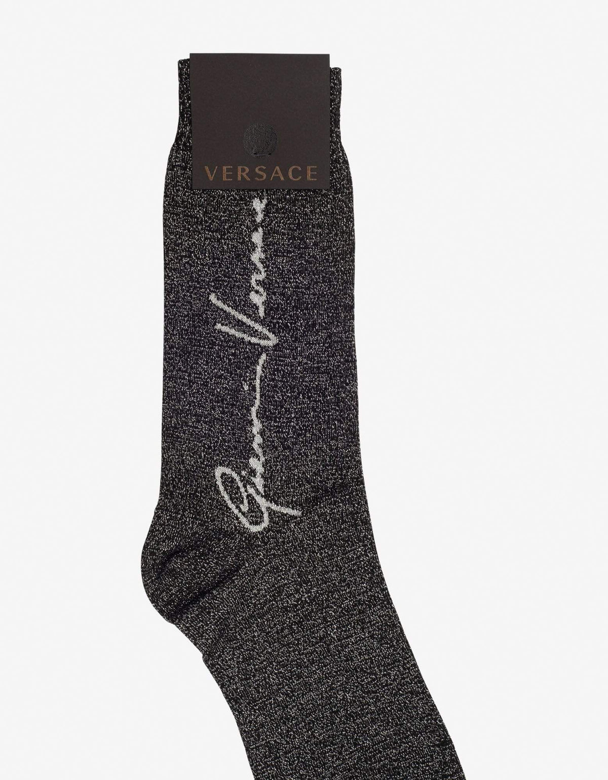 Versace Versace Black & Silver GV Signature Socks