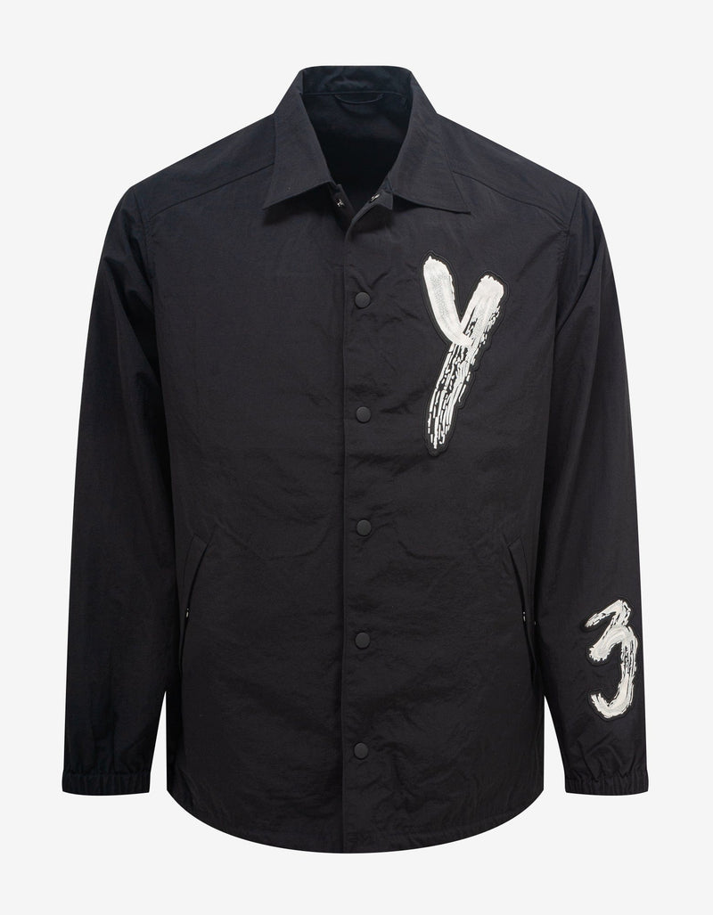 Y-3 Black Brushstroke Logo Coach Jacket