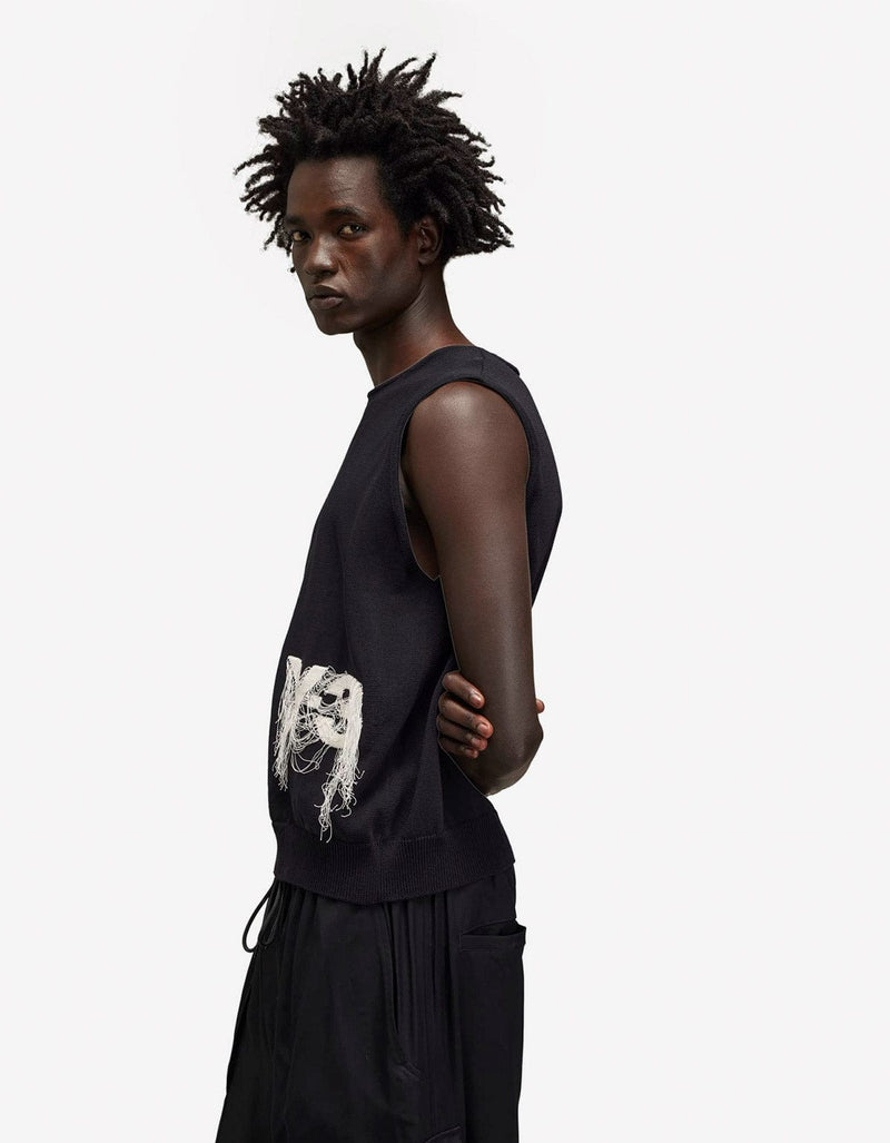 Y-3 Black Flayed Logo Vest