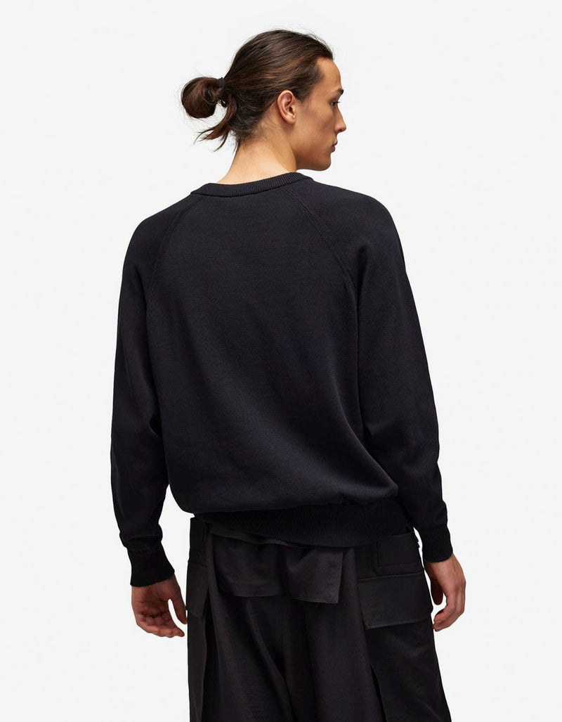 Y-3 Black Frayed Logo Sweater