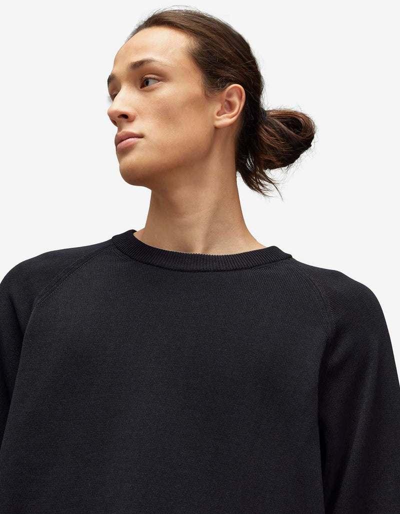 Y-3 Black Frayed Logo Sweater