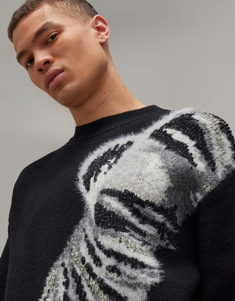 Y-3 Black Graphic Knit Crew Sweatshirt