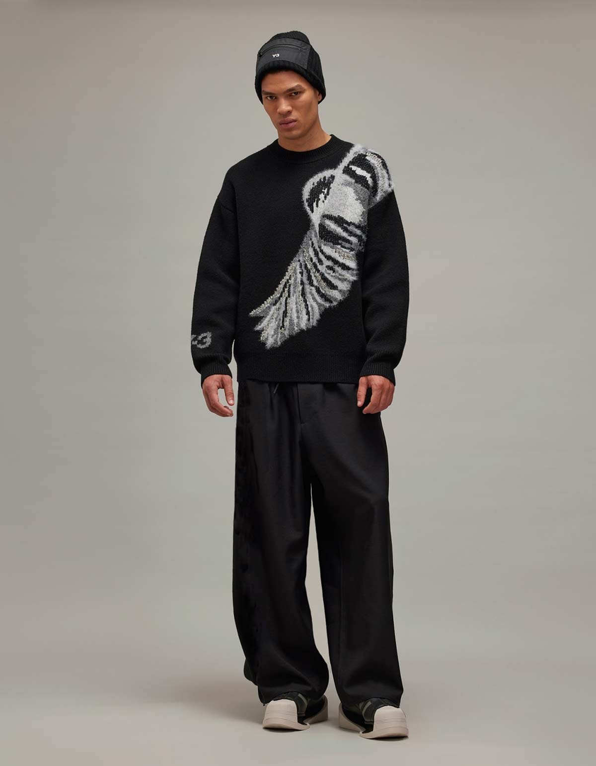 Y-3 Black Graphic Knit Crew Sweatshirt