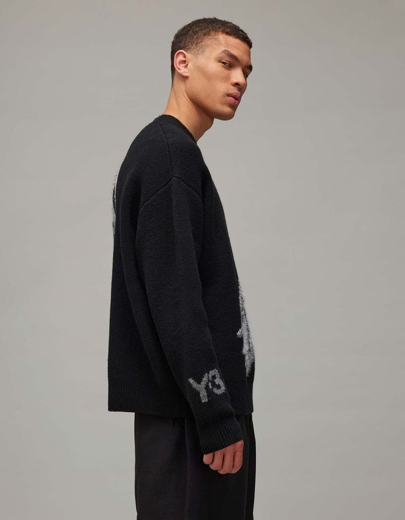 Y-3 Black Graphic Knit Crew Sweatshirt