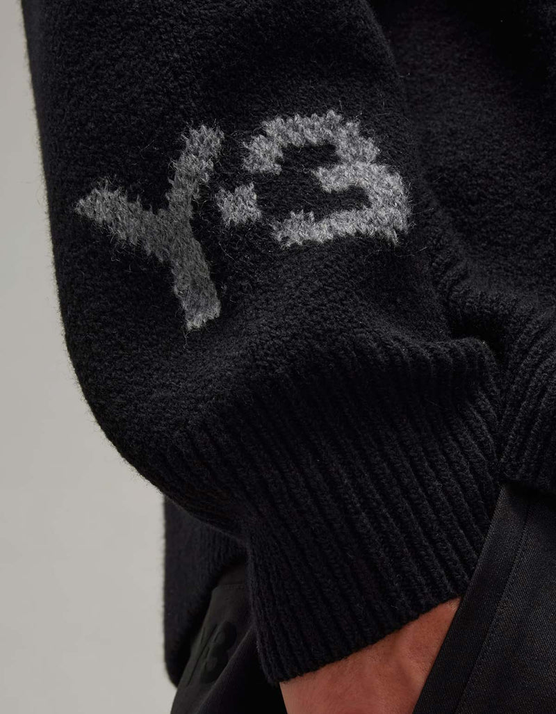 Y-3 Black Graphic Knit Crew Sweatshirt