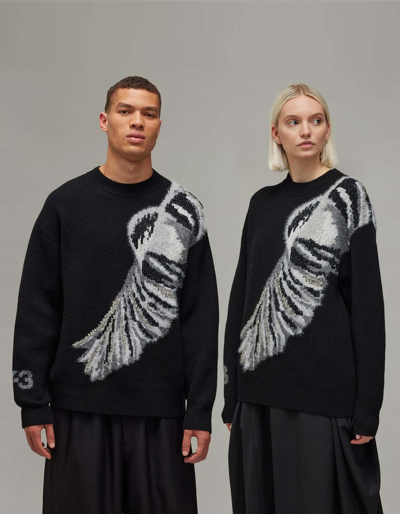 Y-3 Black Graphic Knit Crew Sweatshirt