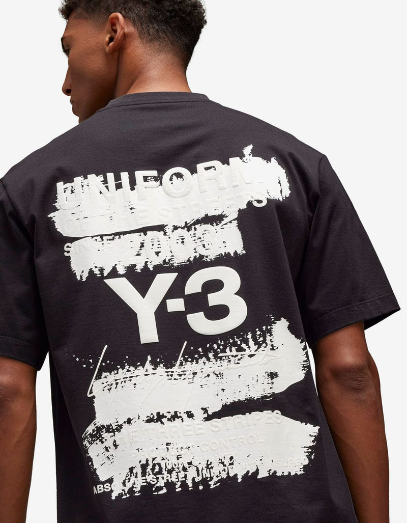 Y-3 Black Graphic Print T-Shirt