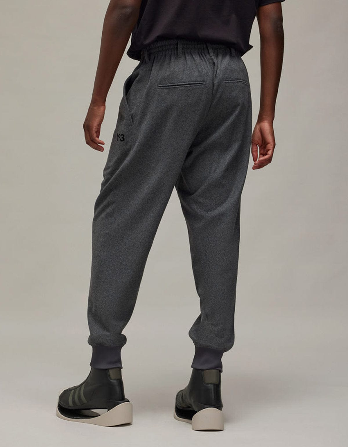 Y-3 Grey Wool Flannel Cuffed Pants