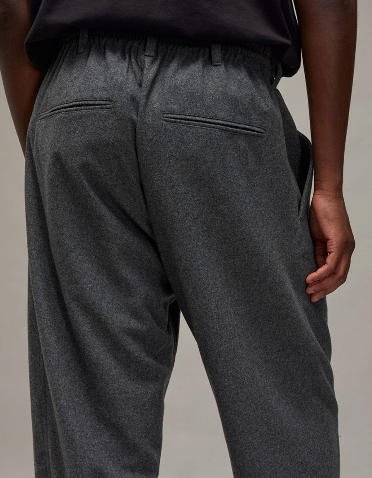 Y-3 Grey Wool Flannel Cuffed Pants