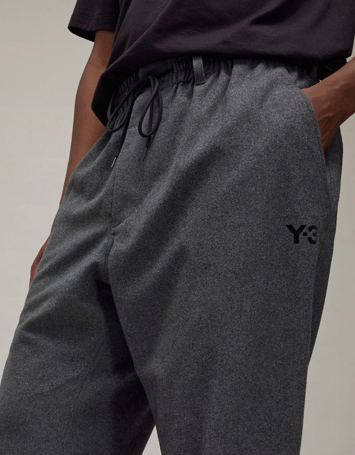 Y-3 Grey Wool Flannel Cuffed Pants