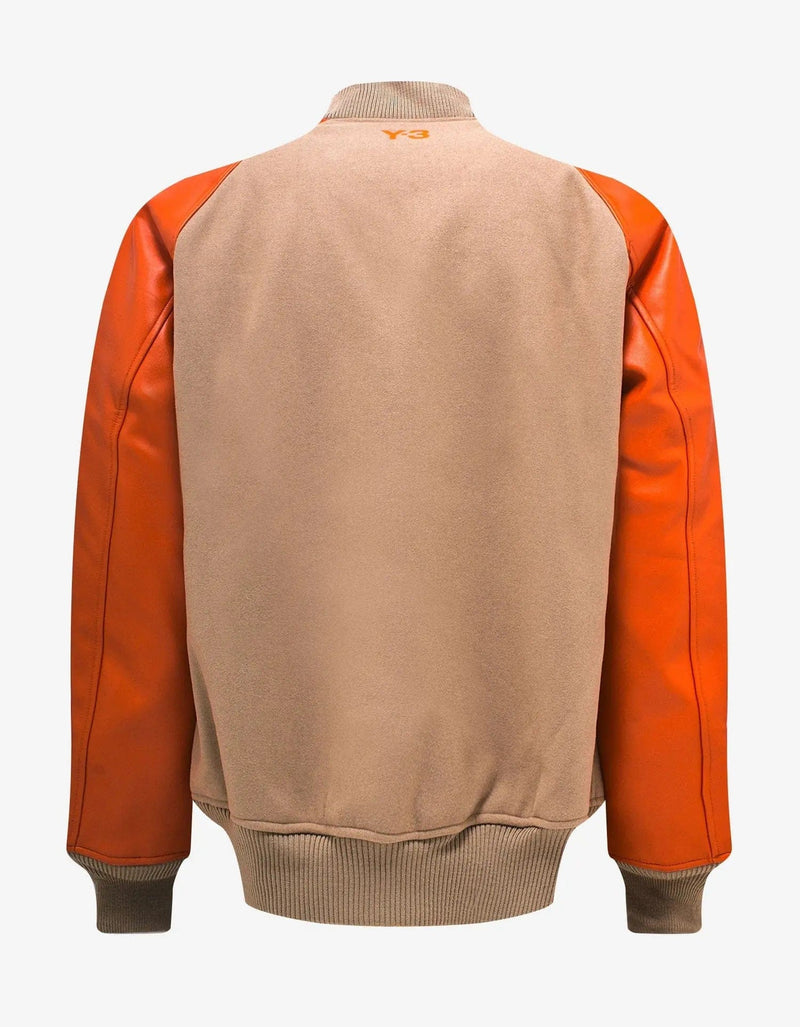 Y-3 Khaki and Orange Classic Varsity Jacket