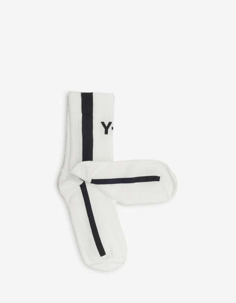 Y-3 White Contrast Stripe Logo Socks