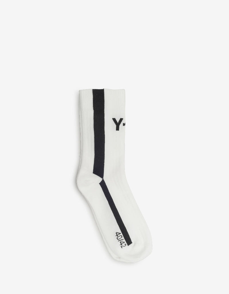 Y-3 White Contrast Stripe Logo Socks