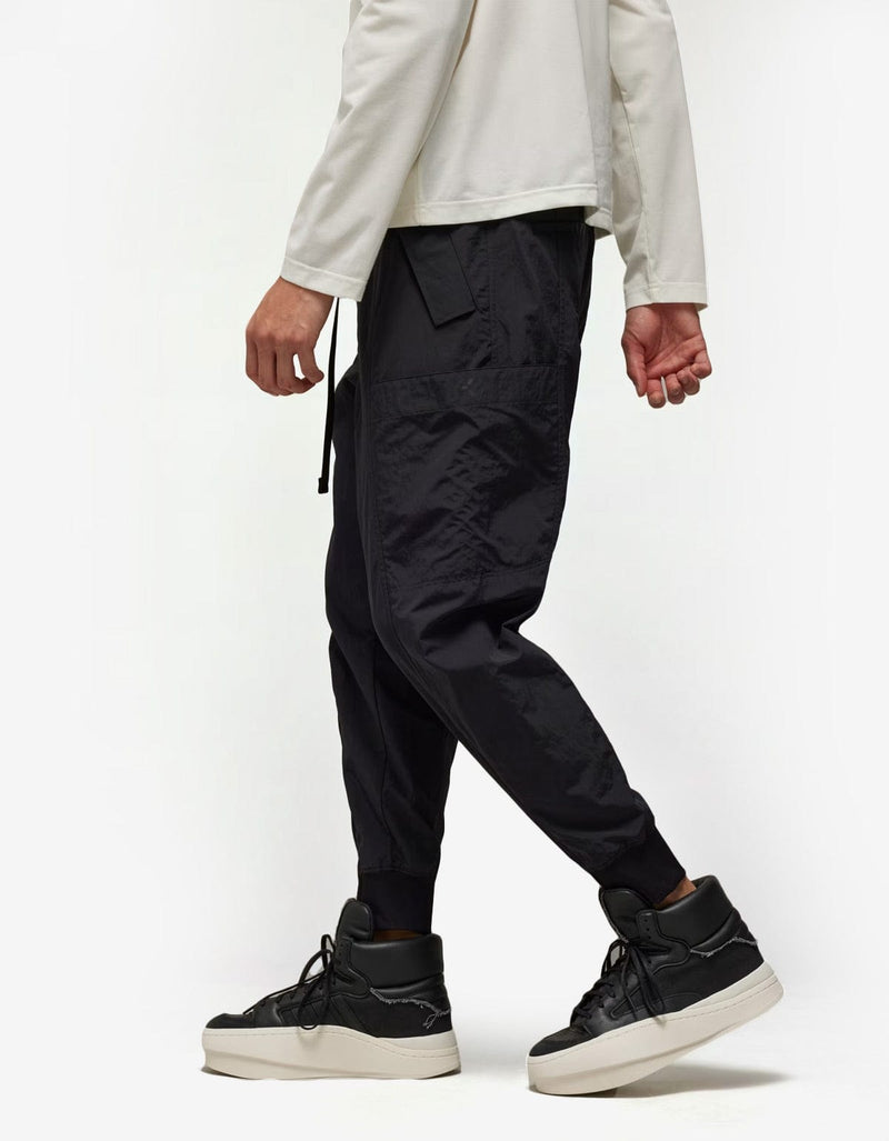 Y-3 Y-3 Black Crinkle Nylon Cuffed Pants