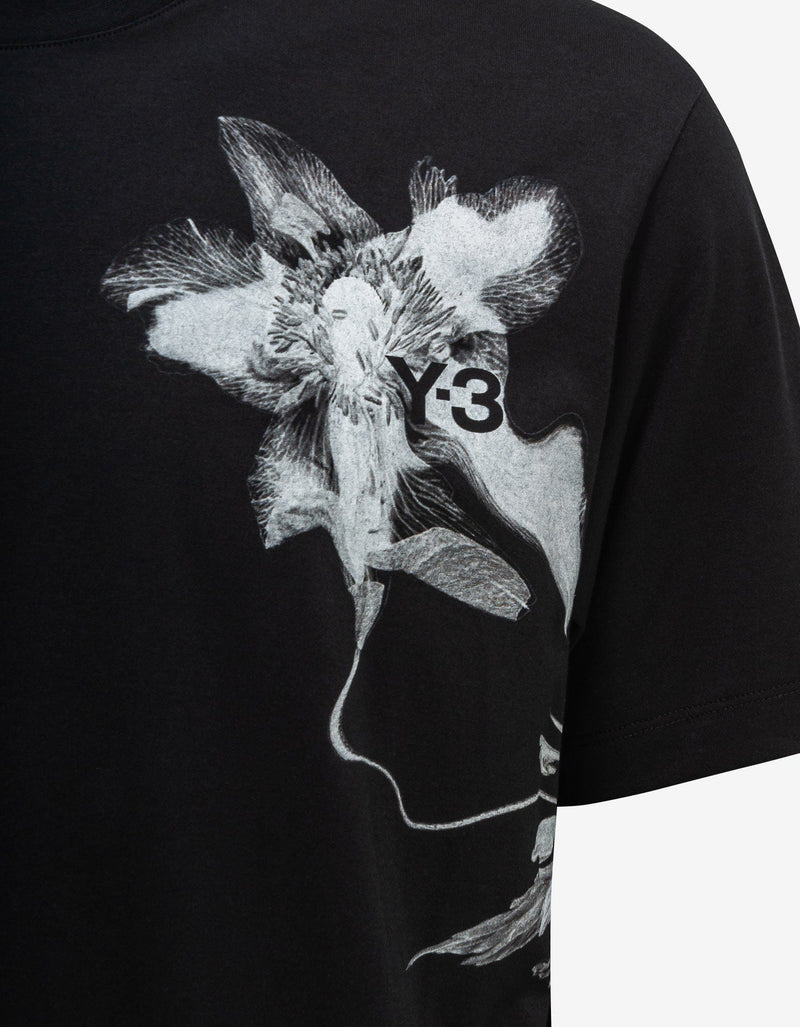 Y-3 Y-3 Black Floral Print T-Shirt